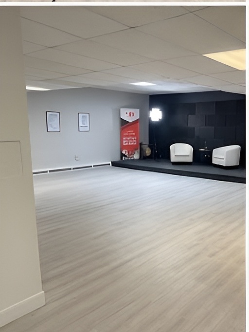 Open floor area looking toward the stage